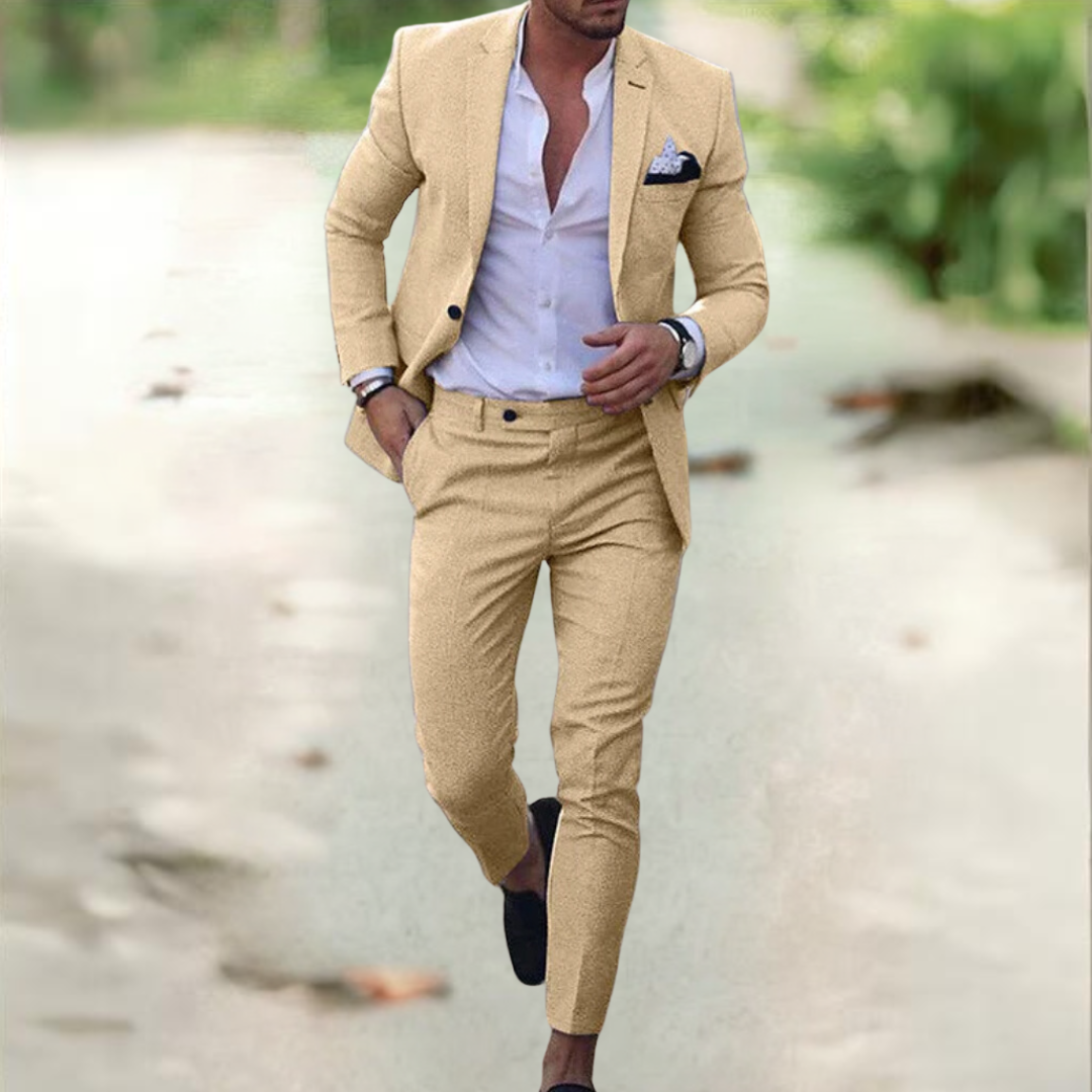 Costume homme veste et pantalon assortis, sept coloris, XXS au 3XL, kaki