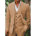 Costume 3 pièces homme : veste, gilet et pantalon, huit coloris, kaki