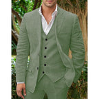 Costume 3 pièces homme : veste, gilet et pantalon, huit coloris, vert