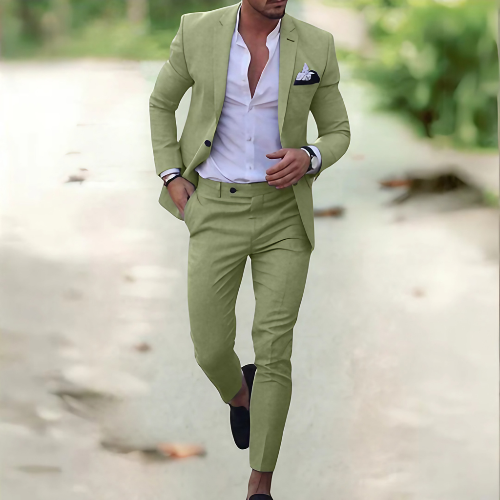 Costume homme slim deux pièces, beige ou vert, du S au 3XL, vert