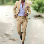 Costume homme slim deux pièces, beige ou vert, du S au 3XL, beige