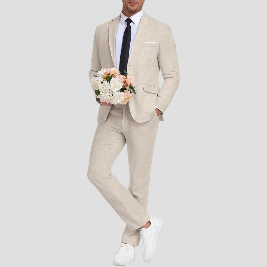 Costume d'été homme léger, veste deux boutons, du M au 6XL, beige clair