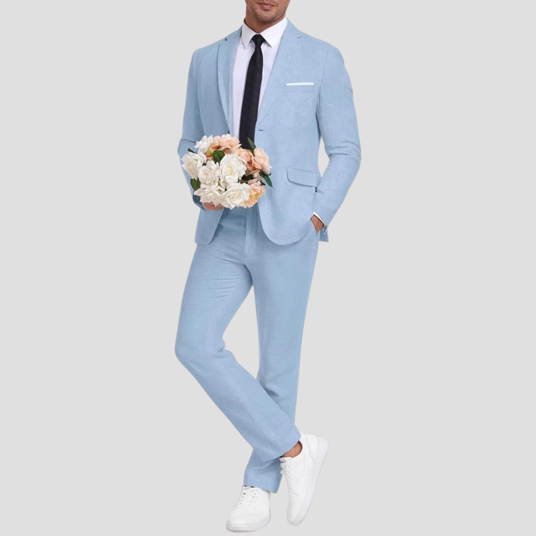 Costume d'été homme léger, veste deux boutons, du M au 6XL, bleu clair