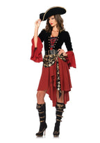 Déguisement de pirate femme rouge avec chapeau, du M au 3XL