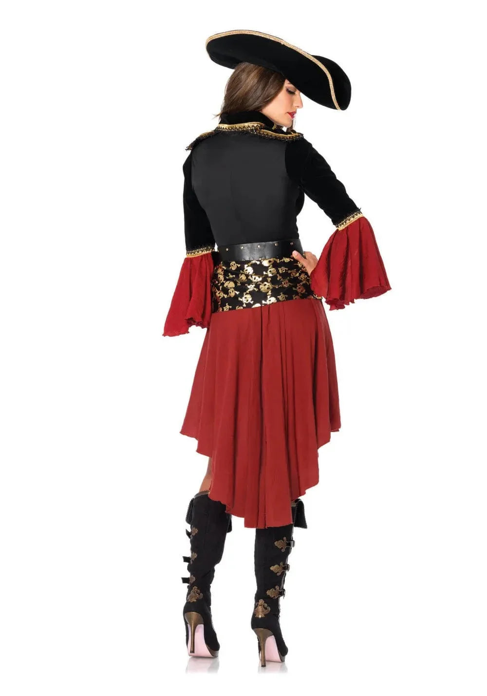 Déguisement de pirate femme rouge avec chapeau, du M au 3XL
