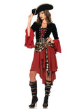 Déguisement de pirate femme rouge avec chapeau, du M au 3XL, rouge