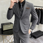 Costume 3 pièces homme coupe slim, veste, gilet et pantalon, gris