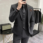 Costume 3 pièces homme coupe slim, veste, gilet et pantalon, gris foncé