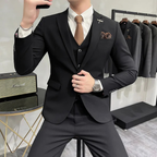 Costume 3 pièces homme coupe slim, veste, gilet et pantalon, noir