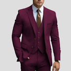 Costume trois pièces homme coupe slim, treize coloris, bordeaux