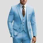 Costume trois pièces homme coupe slim, treize coloris, bleu clair