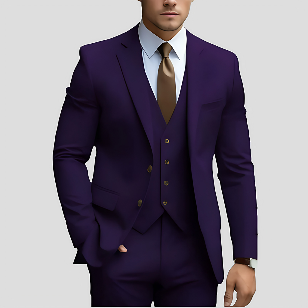 Costume trois pièces homme coupe slim, treize coloris, violet