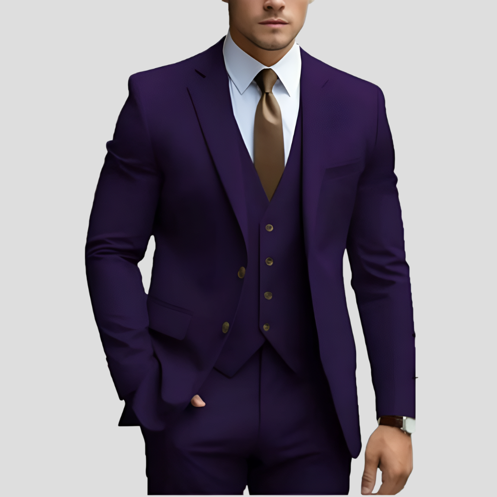 Costume trois pièces homme coupe slim, treize coloris, violet