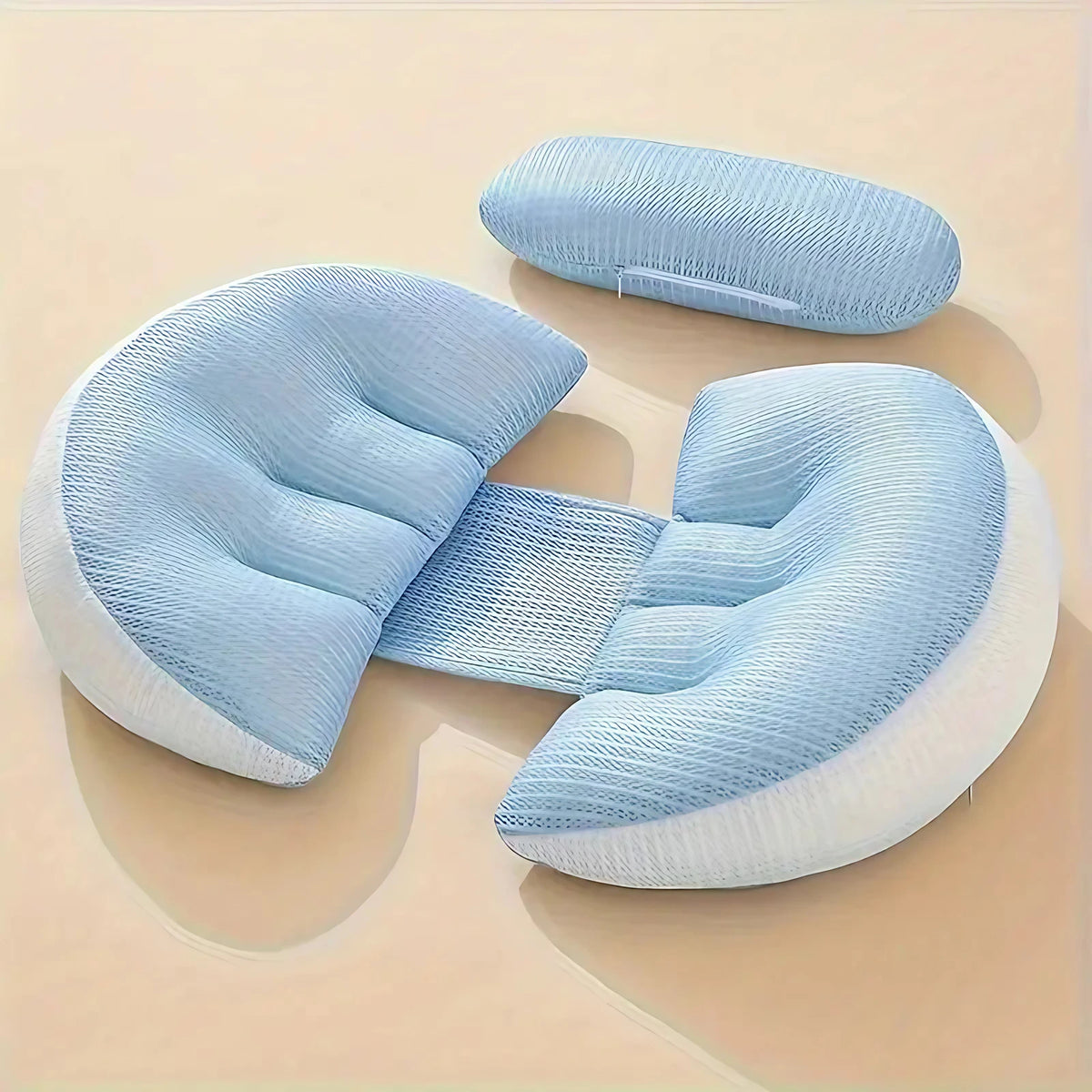 Coussin de grossesse en U, housse lavable, rose, bleu ou vert, bleu