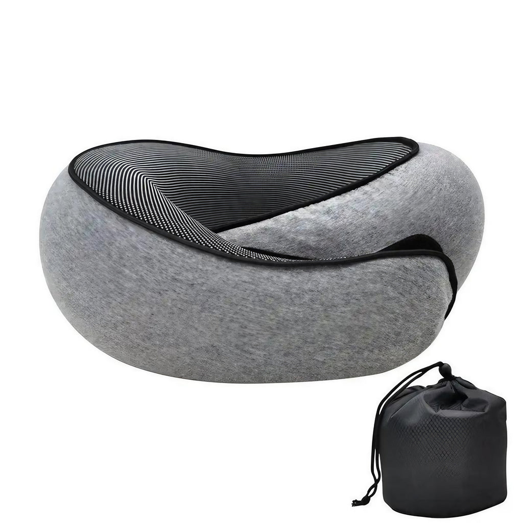 Coussin de voyage en U, mousse à mémoire de forme, 290 g, gris