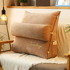 Coussin dossier en forme de coin avec poches, huit coloris, marron