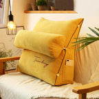 Coussin dossier en forme de coin avec poches, huit coloris, jaune