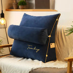 Coussin dossier en forme de coin avec poches, huit coloris, bleu marine