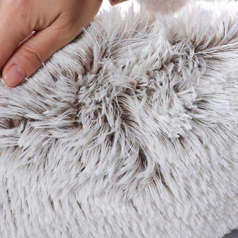 Coussin rond pour chat, rembourrage moelleux, de 40 à 100 cm, gris clair