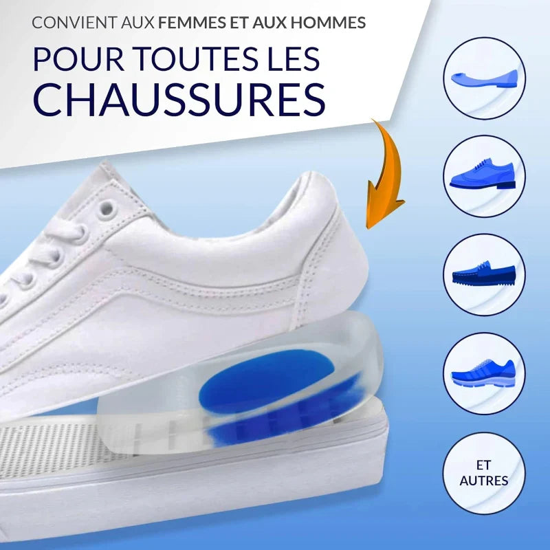 Talonnettes en gel de silicone, lot de 3 paires, deux tailles