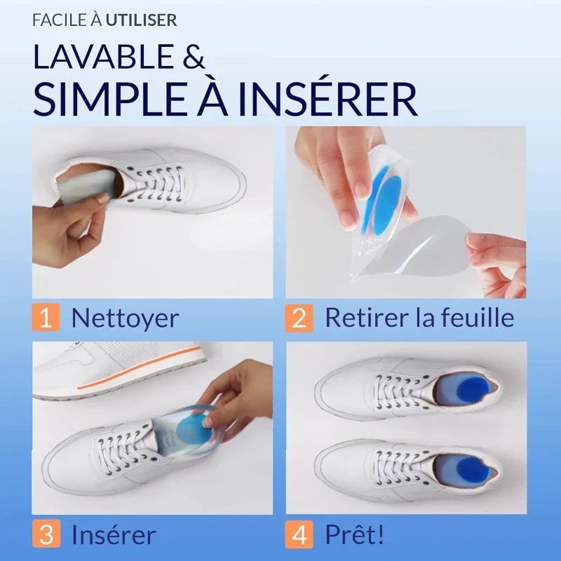 Talonnettes en gel de silicone, lot de 3 paires, deux tailles