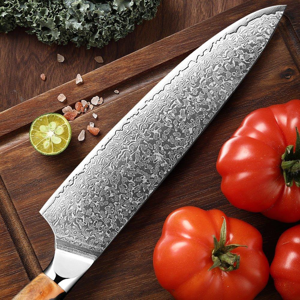 Couteau de chef style japonais, lame Damas VG10 de 8 pouces