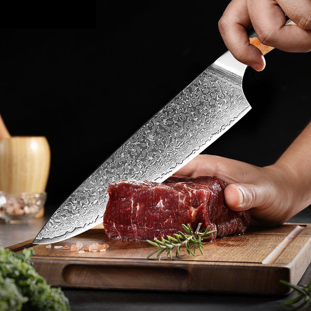 Couteau de chef style japonais, lame Damas VG10 de 8 pouces