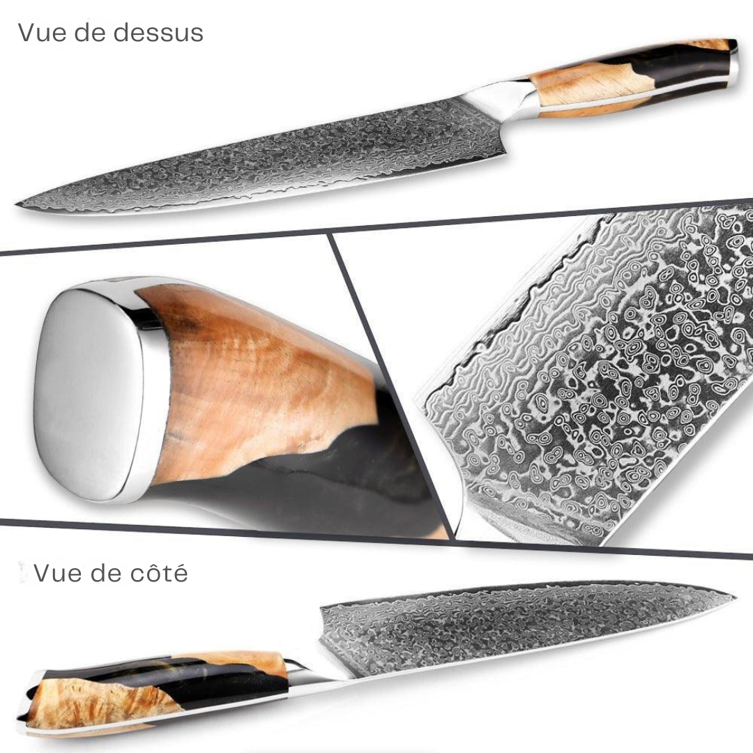 Couteau de chef style japonais, lame Damas VG10 de 8 pouces