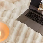 Plaid en fausse fourrure, lavable en machine, blanc ou beige crème