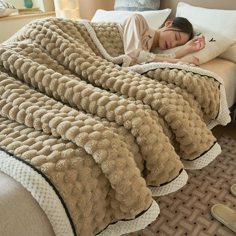 Couverture au toucher velouté, 120 x 200 ou 200 x 230 cm, beige