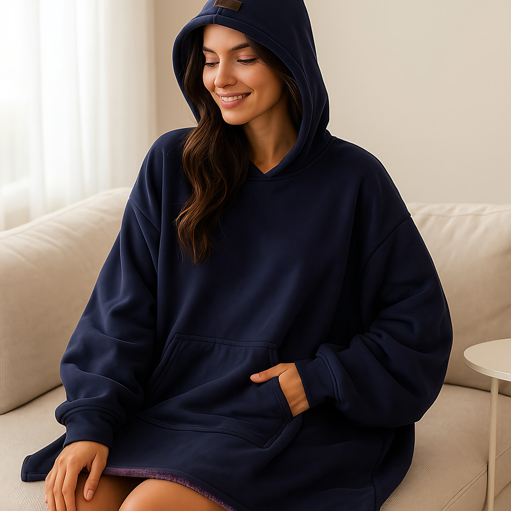 Couverture à capuche femme en polaire, poche ventrale, pourpre