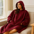 Couverture à capuche femme en polaire, poche ventrale, rouge