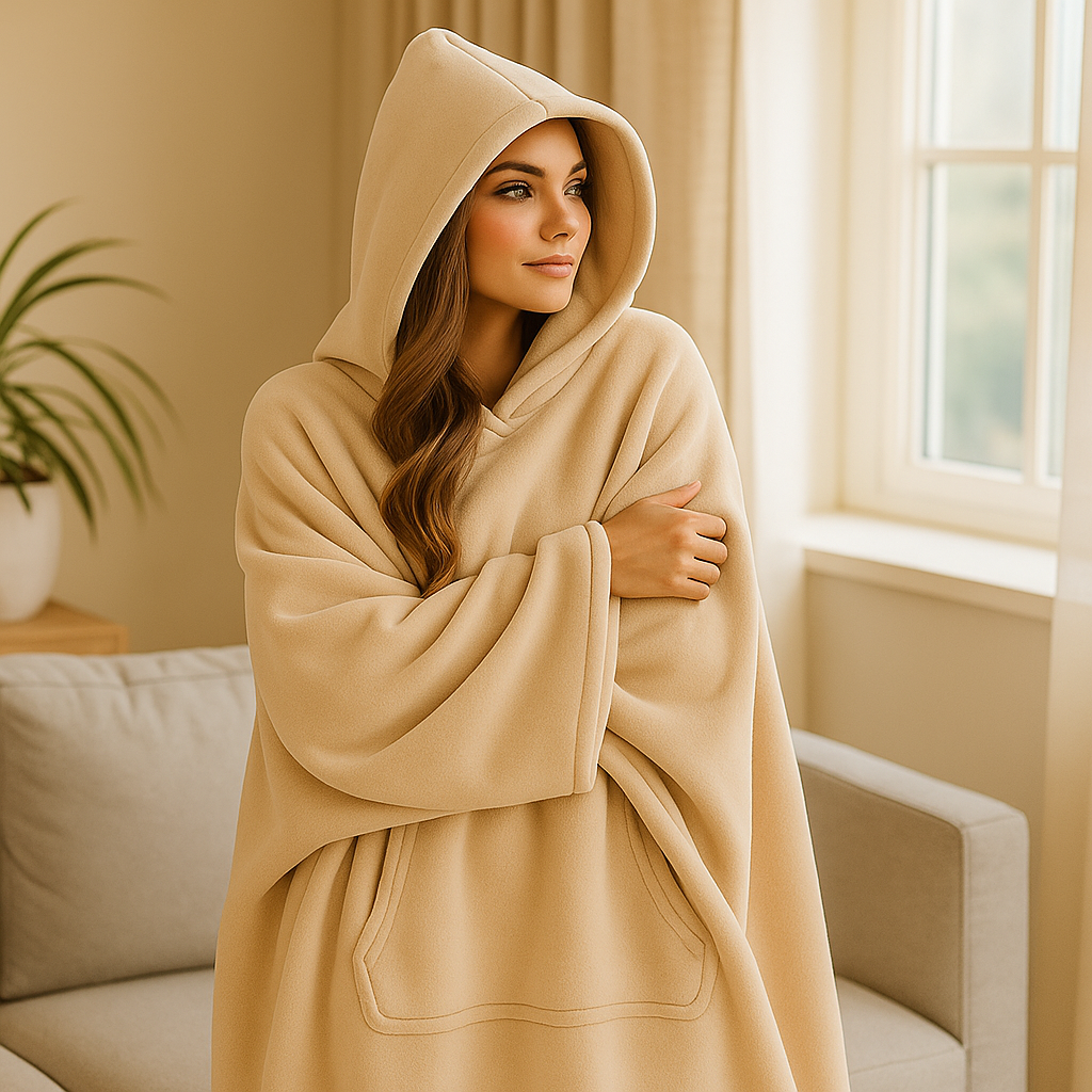 Couverture à capuche femme en polaire, poche ventrale