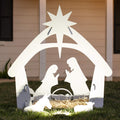 Crèche de Noël d'extérieur en PVC, silhouette lumineuse, blanc