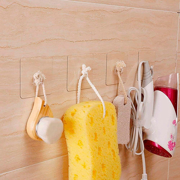Crochets adhésifs transparents sans perçage, jusqu'à 5 kg