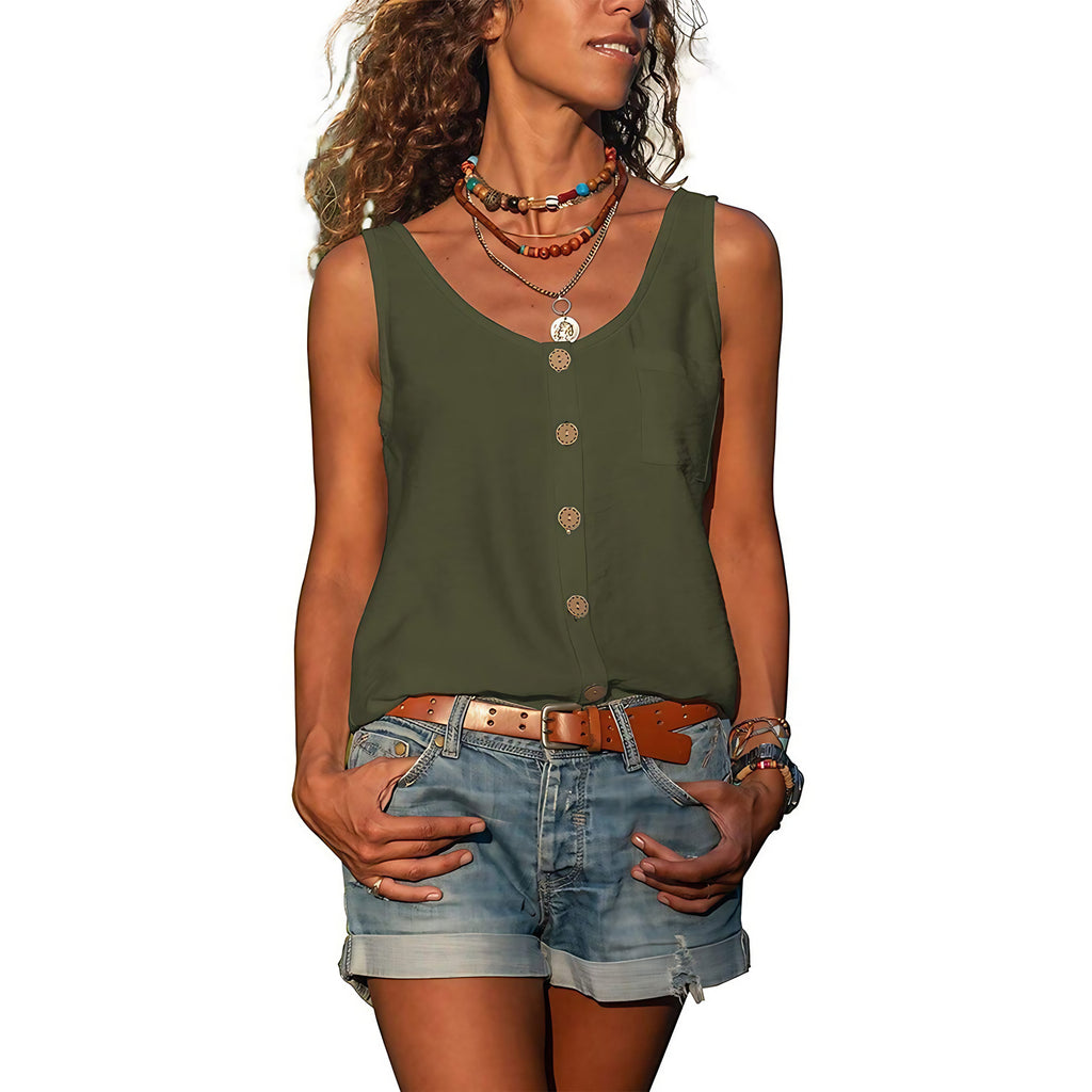 Débardeur femme chic, sept coloris, du S au 3XL, vert armée