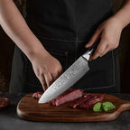 Couteau de chef japonais 8 pouces, lame Damas VG10, manche bois