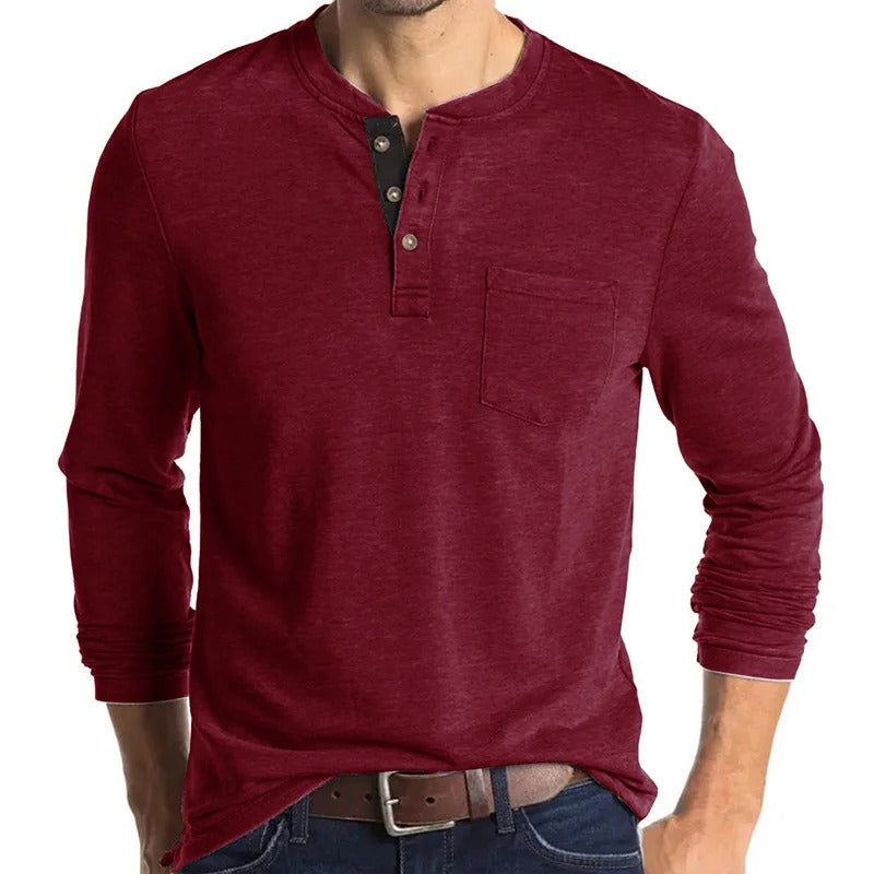 T-shirt manches longues homme coupe cintrée, huit coloris, rouge