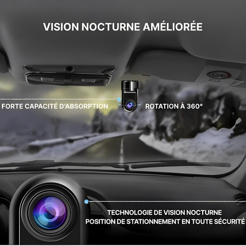 Dashcam voiture avec GPS, aide à la conduite et commande vocale