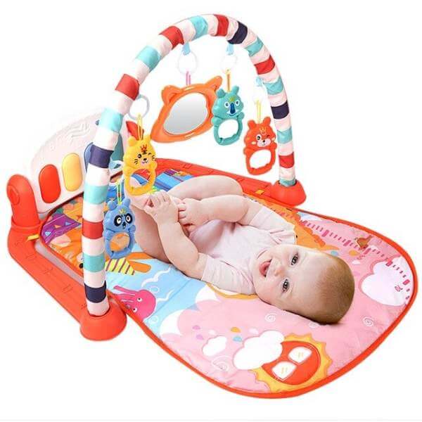 Tapis d'éveil musical bébé avec piano détachable, 0 à 36 mois, orange