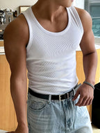 Débardeur homme coupe slim, cinq coloris, du S au 5XL, blanc