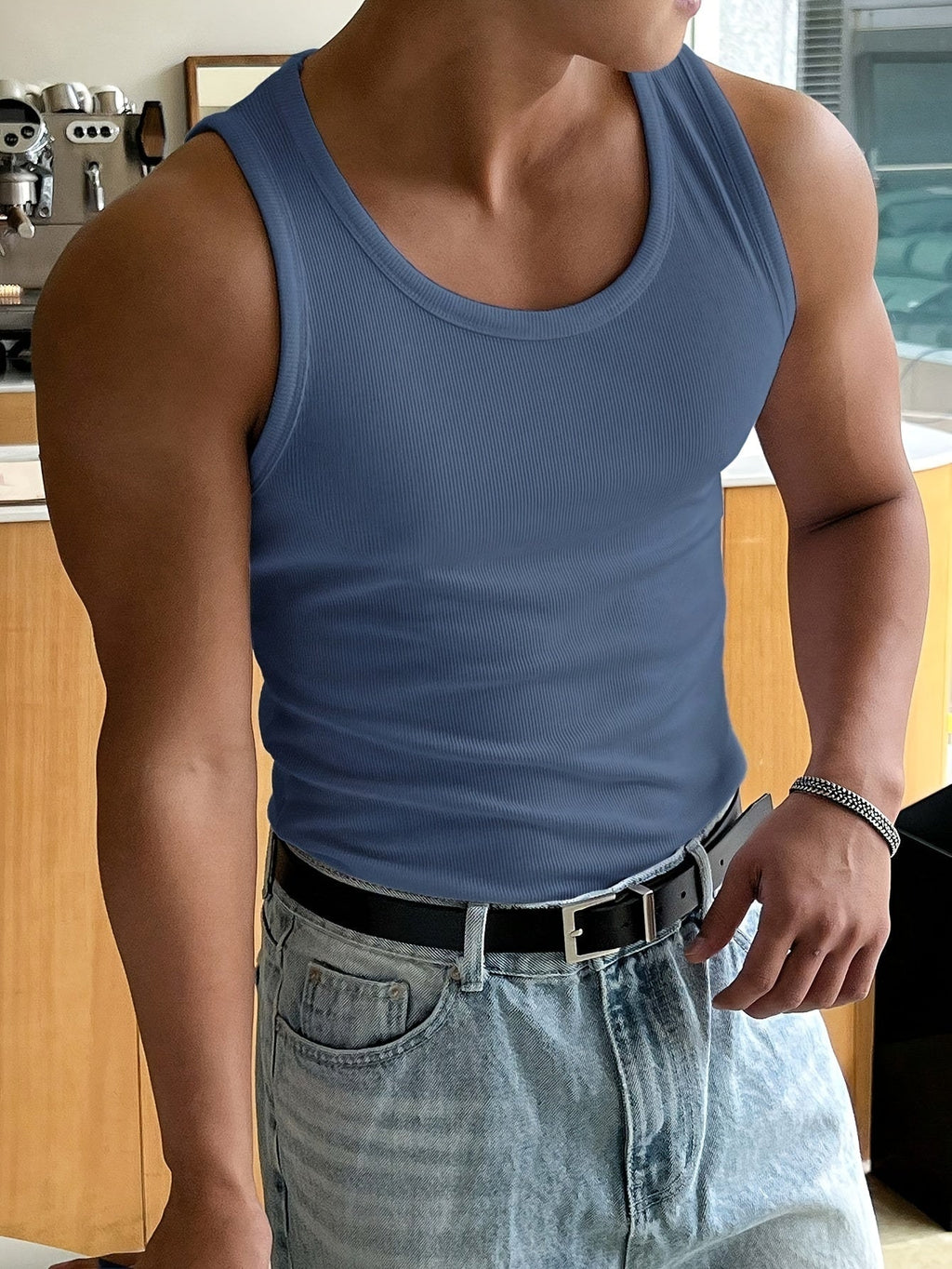 Débardeur homme coupe slim, cinq coloris, du S au 5XL, bleu royal