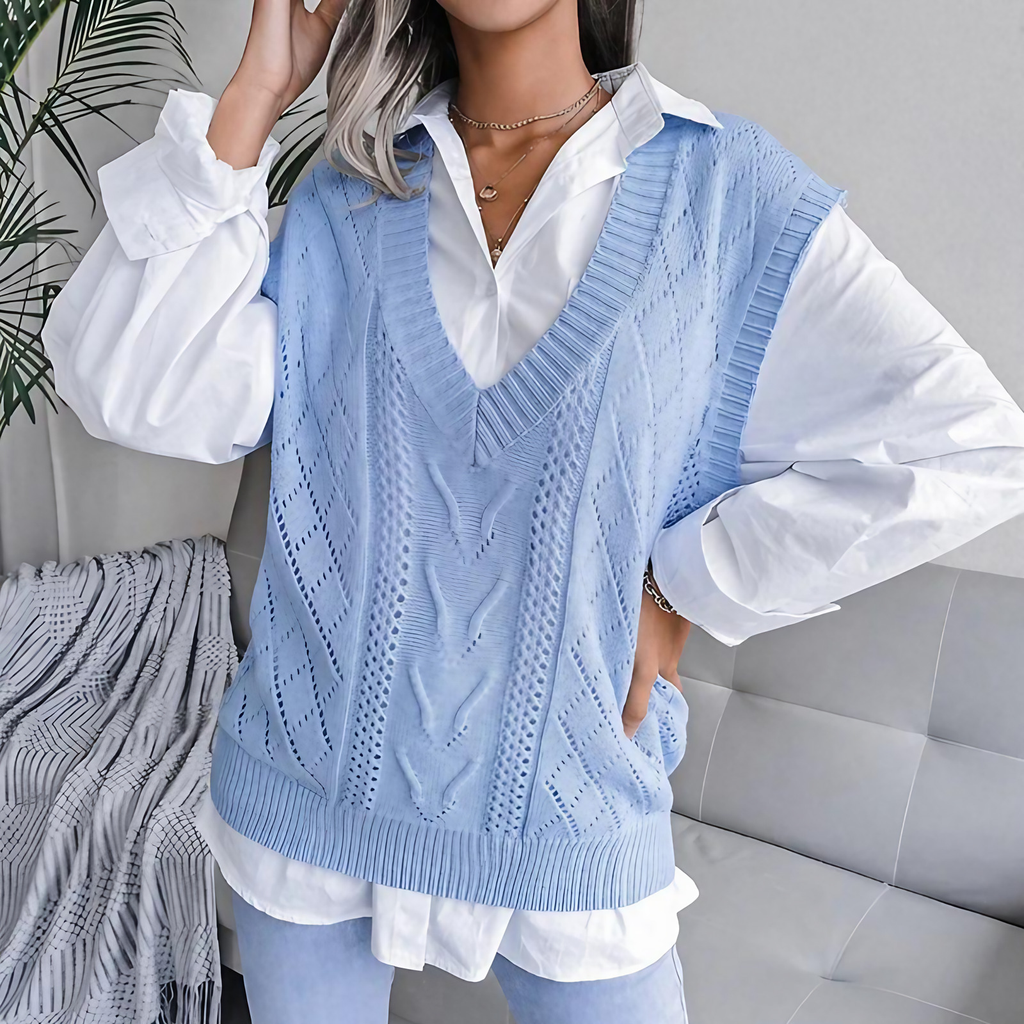 Débardeur femme col V sans manches, trois coloris, du XS au XL, bleu