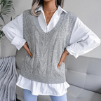 Débardeur femme col V sans manches, trois coloris, du XS au XL