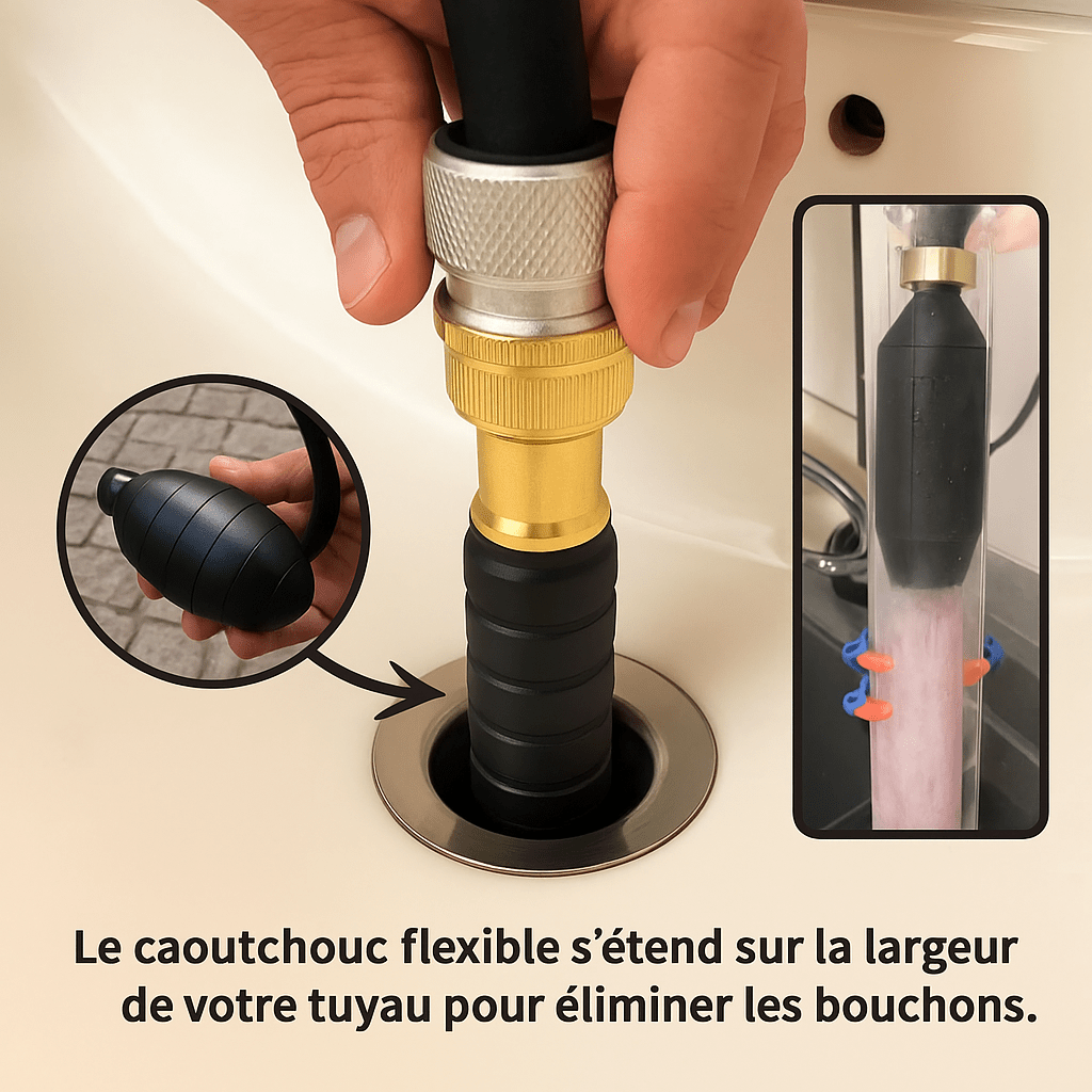 Déboucheur de canalisation, lot de trois tailles petit, moyen, grand
