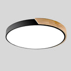 Plafonnier LED rond style scandinave, finition bois en option
