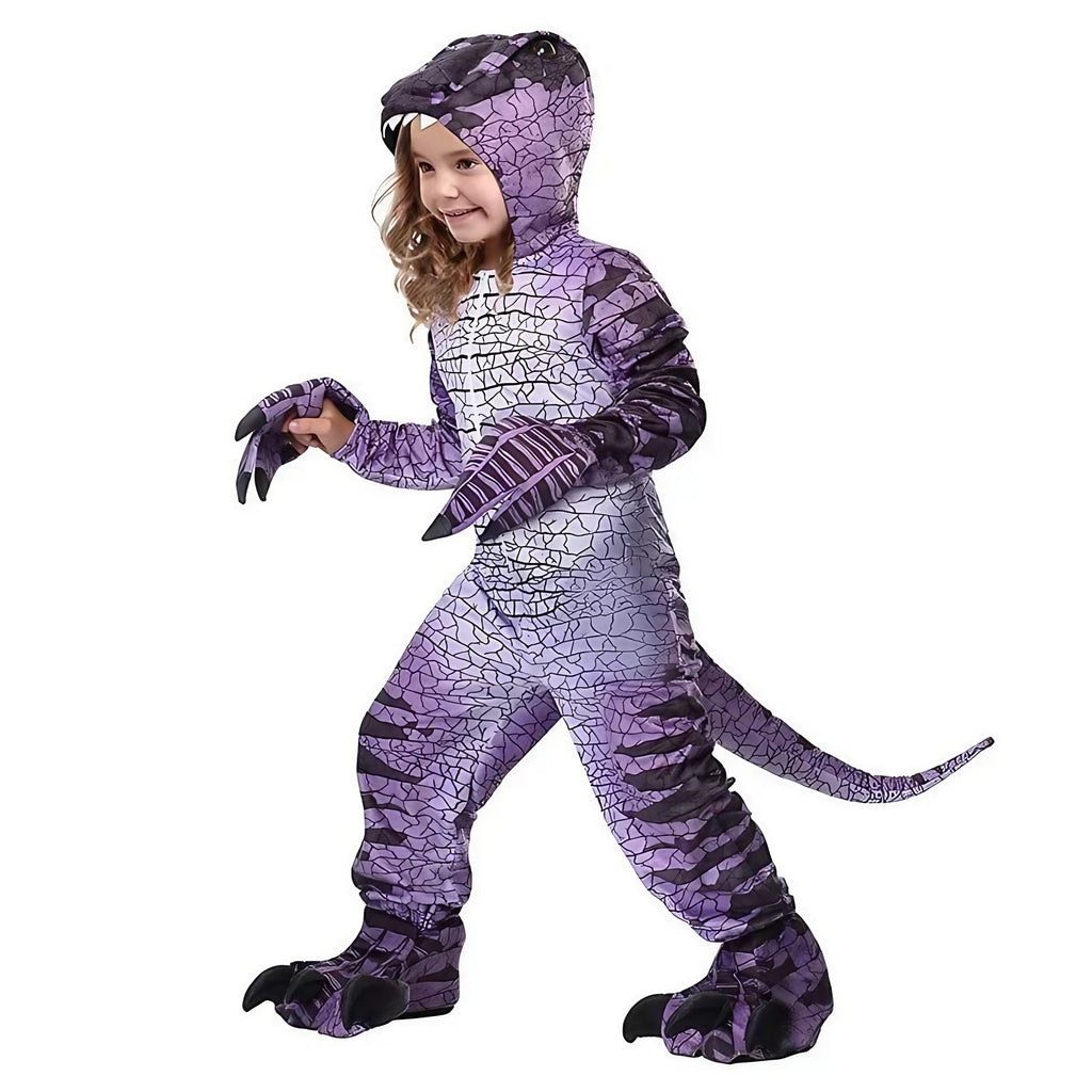 Déguisement dinosaure enfant, onze coloris, du S au XL, violet