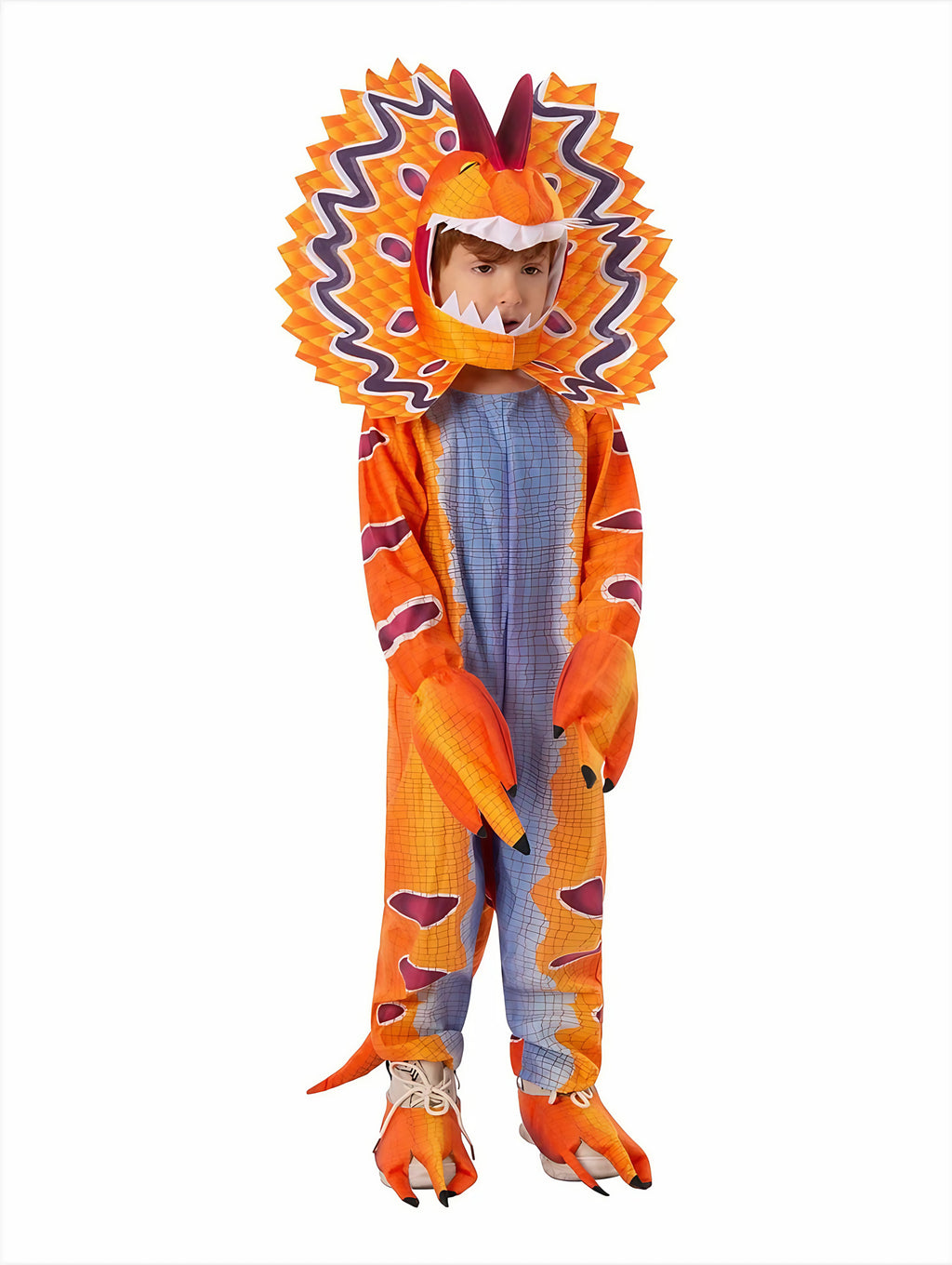 Déguisement dinosaure enfant, onze coloris, du S au XL, orange