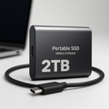 SSD externe portable 2 To, port USB-C, noir, bleu ou rouge, noir