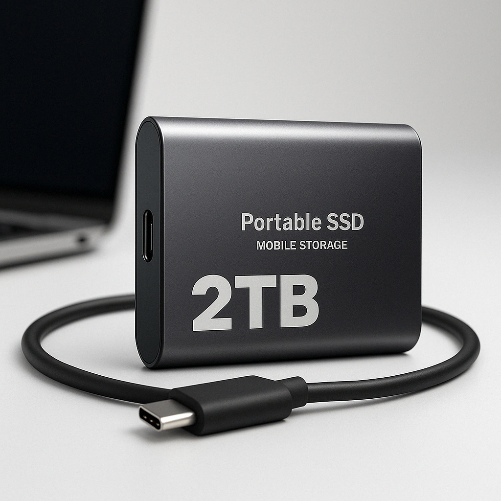SSD externe portable 2 To, port USB-C, noir, bleu ou rouge, noir